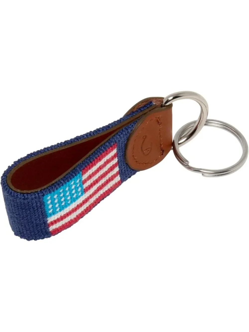 Hand-Stitched Leather Needlepoint Key Fob | Stylish Key Chain Accessory